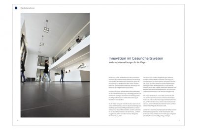 Layout mit Imageaufnahmen Gesamtprospekt der MediFox GmbH von Fotograf Daniel Möller Hannover