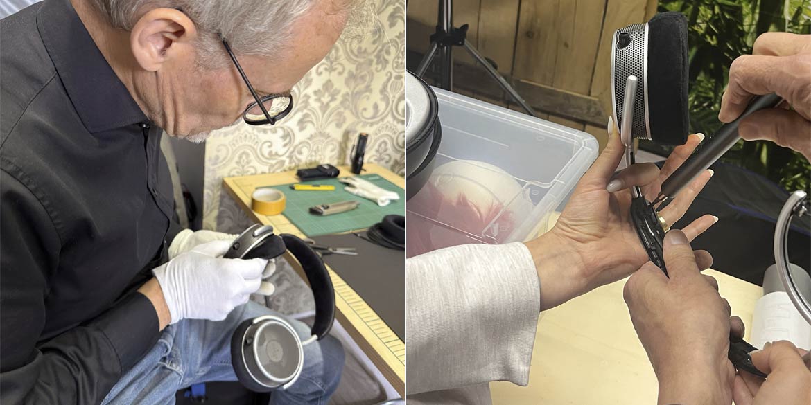 Making-of-Bild von Imageaufnahmen des Kopfhörers OAE2 von Grell im Studio 7. Stock Hannover mit Fotograf Daniel Möller