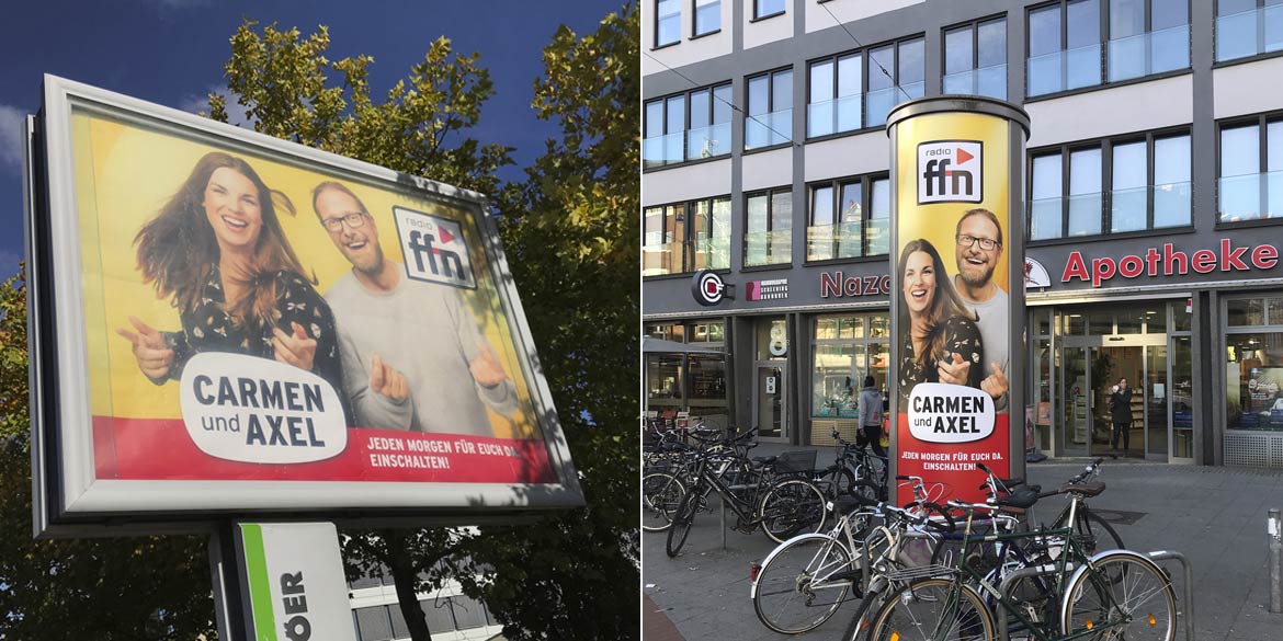 Plakate der Herbstkampagne 2022 von Radio ffn mit Werbeaufnahme von Fotograf Daniel Möller aus Hannover