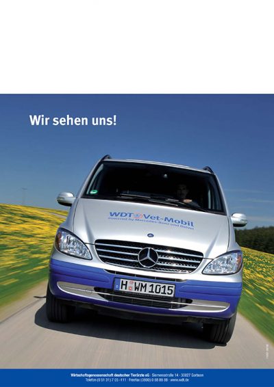 Layout Vet-Mobil für die Wirtschaftsgenossenschaft deutscher Tierärzte mit Werbeaufnahme von Fotograf Daniel Möller aus Hannover
