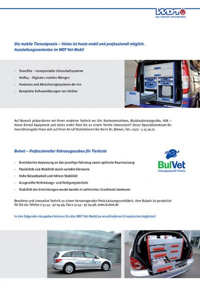 Layout Vet-Mobil für die Wirtschaftsgenossenschaft deutscher Tierärzte mit Werbeaufnahme von Fotograf Daniel Möller aus Hannover