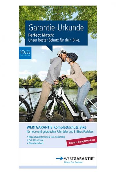 Titelseite des Fahrradversicherungsantrags von Wertgaranie SE mit Werbeaufnahme von Fotograf Daniel Möller aus Hannover