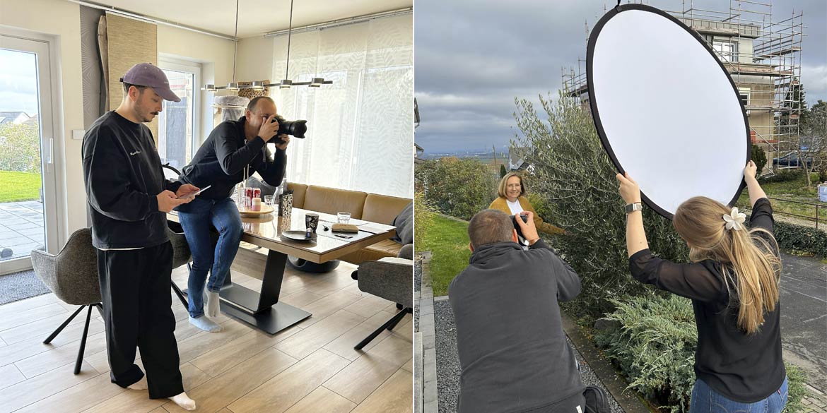 Making-of-Bild von Portraitaufnahmen einer Patientin für Sanofi Aventis mit Fotograf Daniel Möller aus Hannover