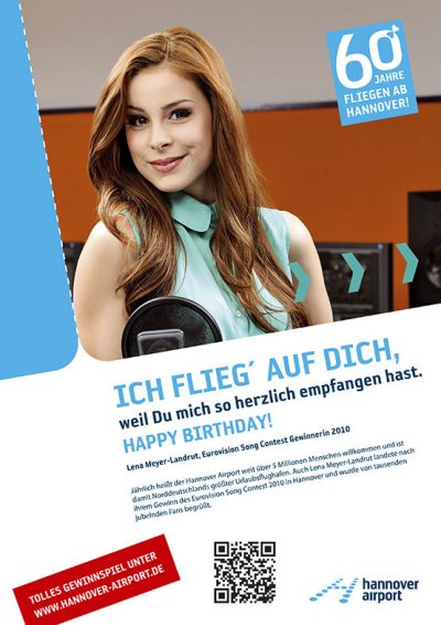 Testimonial-Anzeige mit Lena Meyer-Landrut zum 60. Geburtstag des Hannover Airport Fotograf Daniel Möller Hannover